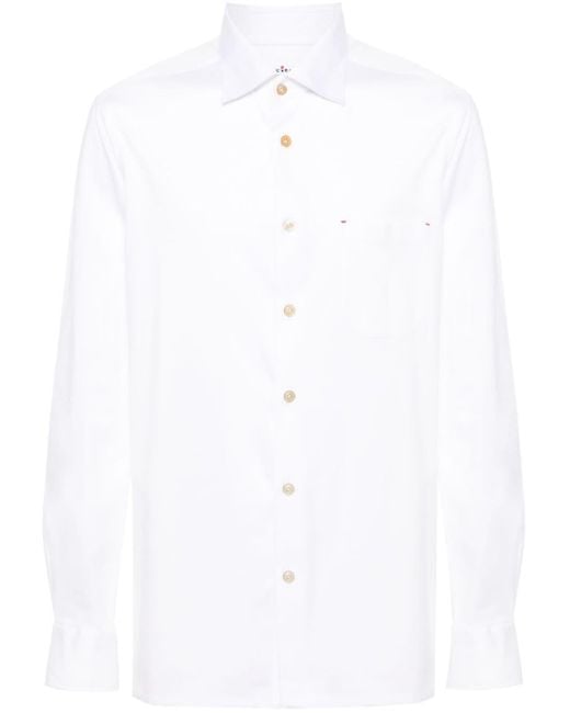 Kiton Nerano Jersey Overhemd in het White voor heren