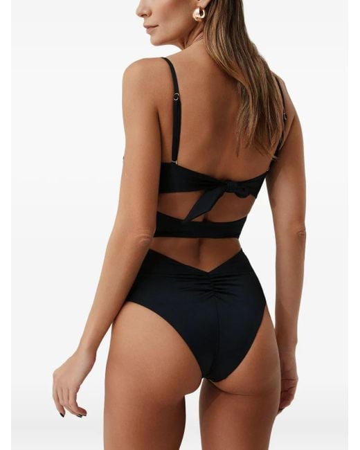 SOFIA ERHAN Black Shell-Embellished Cut-Out Swimsuit