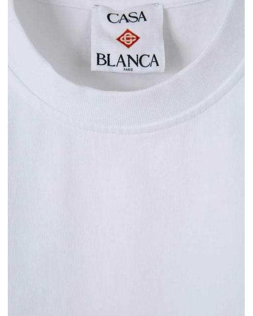 Casablanca White Hermons Mirage-Print T-Shirt for men