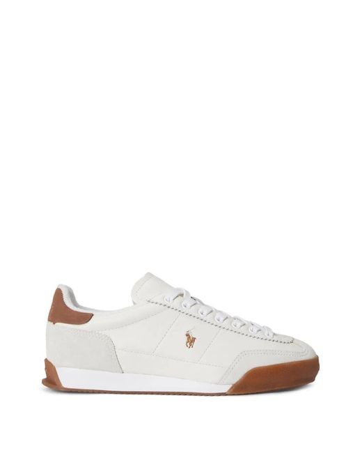 Polo Ralph Lauren White Baskets Hester En Cuir À Lacets
