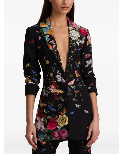 Alice + Olivia Black Mya Floral Blazer