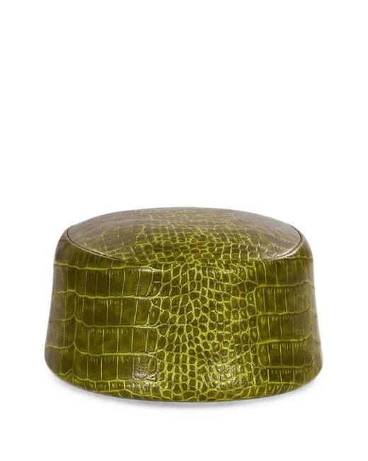 ROWEN ROSE Green Chapeau En Cuir À Effet Peau De Crocodile