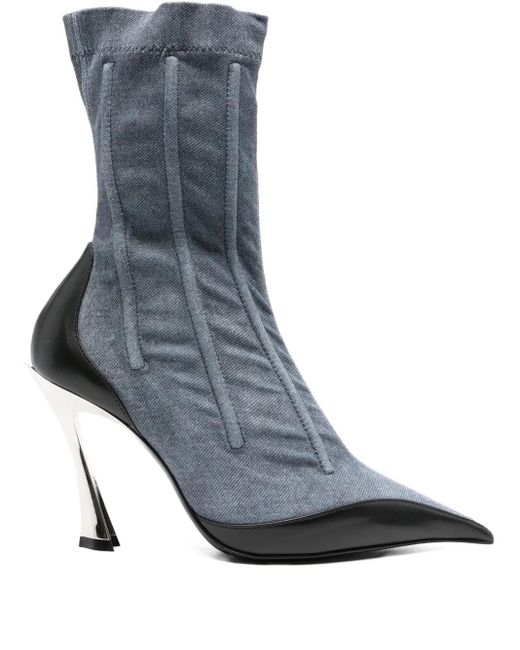 Mugler Blue 110Mm Pointed-Toe Ankle Boots