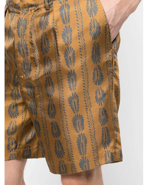 Bally Orange Feather-Pattern Silk Bermuda Shorts for men