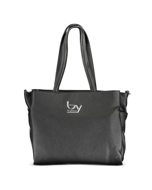 Byblos Black Chain-Strap Logo-Plaque Tote Bag