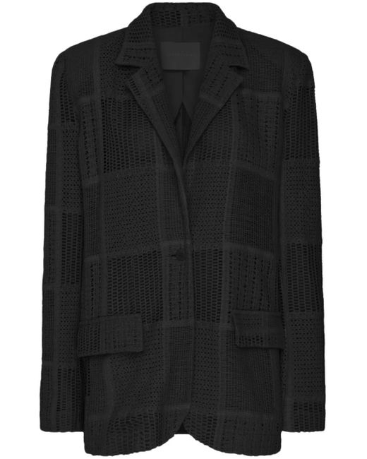 Roberta Einer Black Boyfriend Single-Breasted Macrame Blazer
