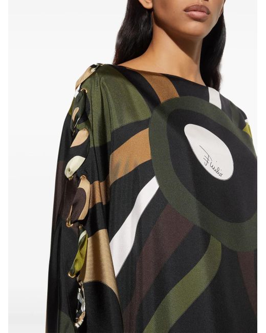 Emilio Pucci Marmo プリント シルクドレス Black