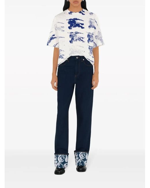 Burberry Blue Equestrian Knight Graphic T-Shirt