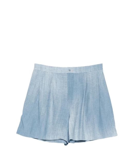 Ermanno Scervino Blue Pleated Buttoned Shorts