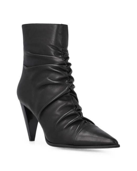 Pinko Black Ruched Pointed-Toe Ankle Boots