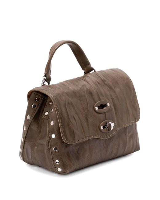 Zanellato Brown Studded Leather Top-Handle Bag