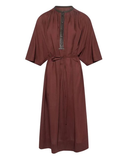 Yves Salomon Red Gürtel-Midikleid Mit Lederbesatz