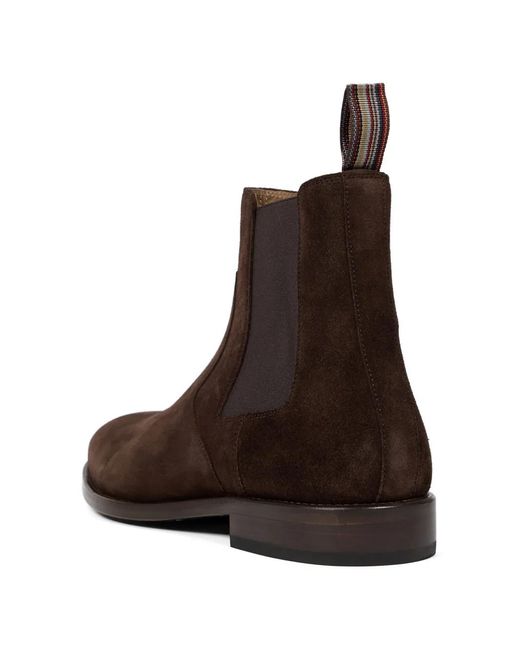 Paul Smith Brown Elastic-Panels Suede Boots for men