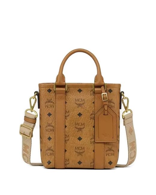 MCM Brown Visetos Logo-Print Tote Bag for men