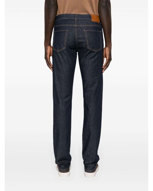 Canali Blue Mid-rise Straight-leg Jeans for men