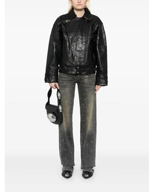 R13 Black Asymmerical Stud Jacket