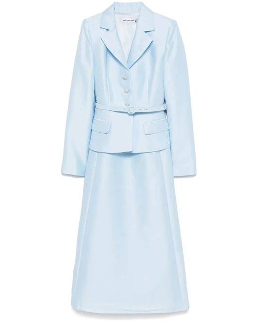 Self-Portrait Blue Taffeta Midi Dress