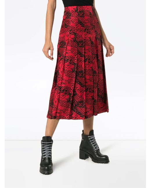 tiger print pleated skirt