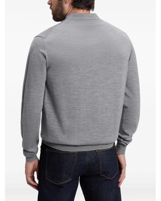 Woolrich Gray Virgin Wool Polo Sweater for men