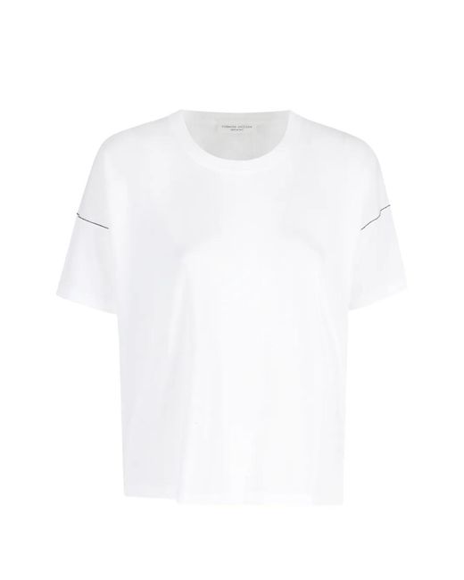 Roberto Collina White Contrast-Stitch Dropped-Shoulder T-Shirt