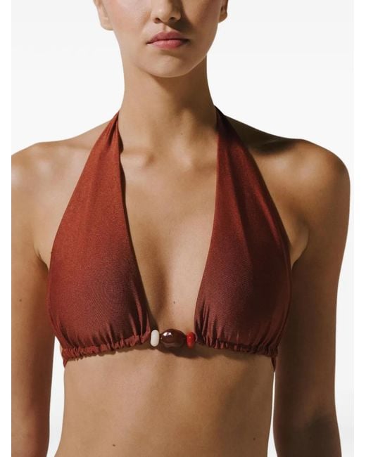Baobab Red Jelena Resin-Stones Triangle Bikini Top