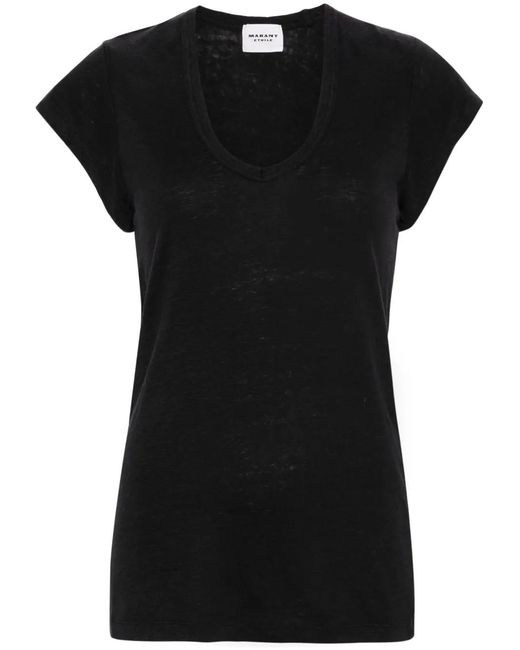 Isabel Marant Black Zankou Linen T-Shirt