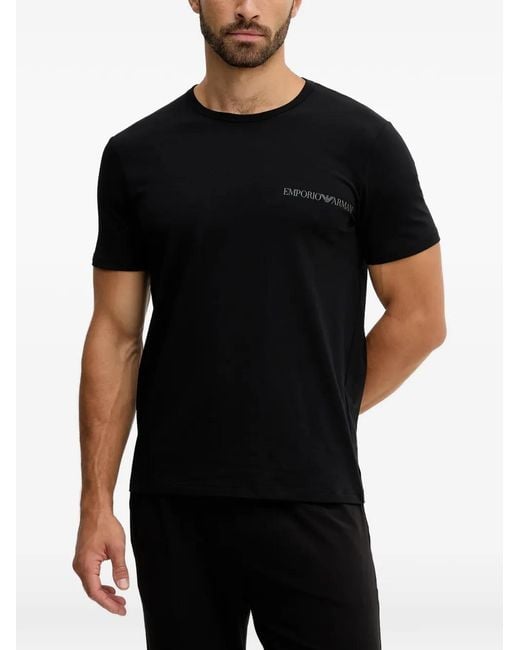 ARMANI EXCHANGE Black Logo-Print Short-Sleeve T-Shirt for men