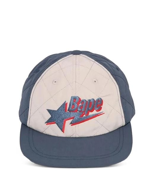 A Bathing Ape Gray Bape Sta Logo Quilted Baseball Cap for men