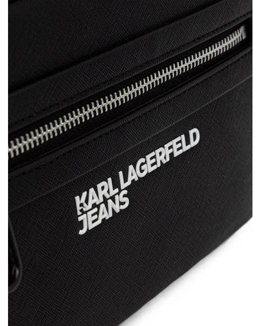 Karl Lagerfeld Black Logo-Print Zip-Fastening Belt Bag for men