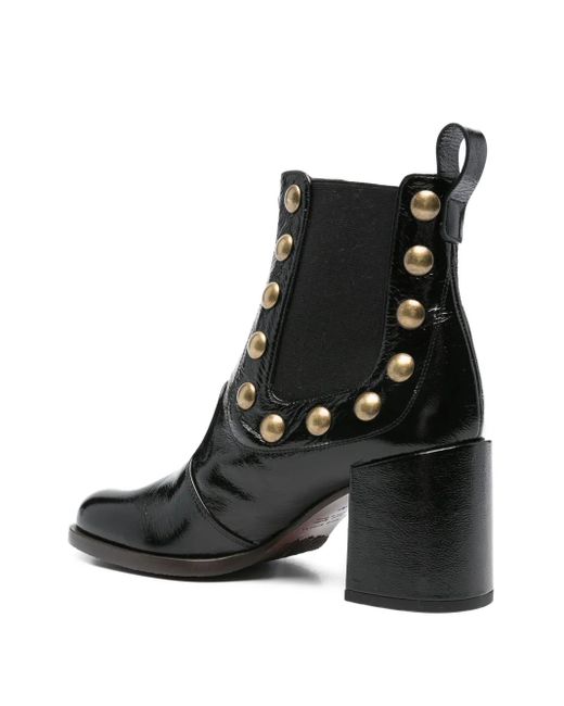 Chie Mihara Black 75Mm Embellished Block-Heel Ankle Boots