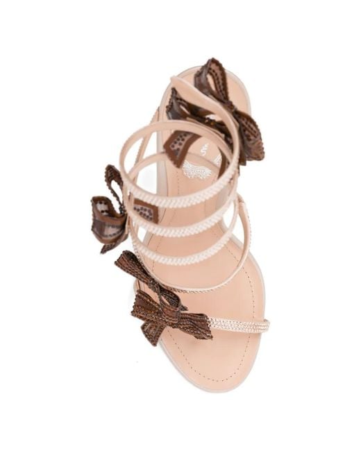 Rene Caovilla Metallic 100Mm Crystal-Embellished Floral Sandals