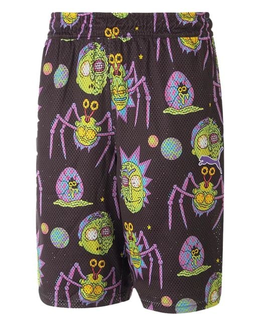 PUMA Brown X Rick And Morty Aop Graphic-Print Shorts for men
