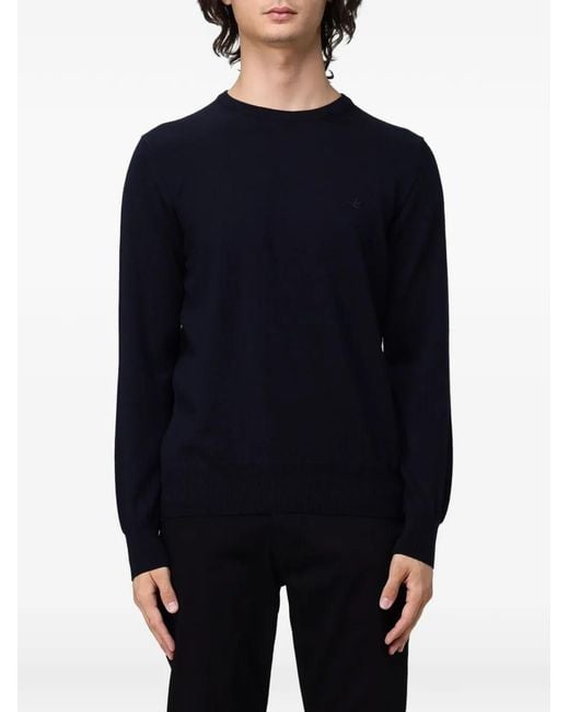 Brooksfield Blue Embroidered-Logo Sweater for men