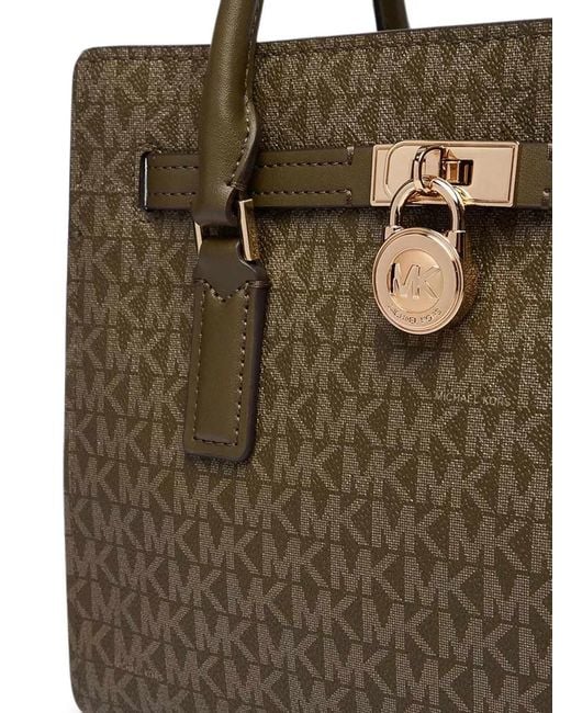 Michael Kors Metallic Logo-Print Padlock-Detail Tote Bag