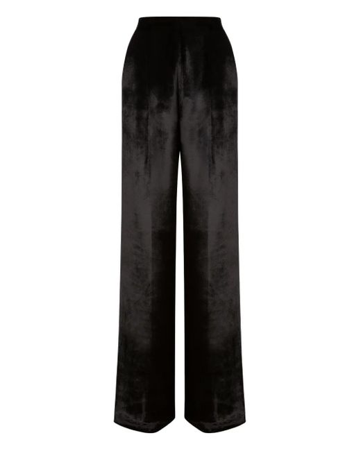 Alberta Ferretti Black Satin High-Waisted Trousers