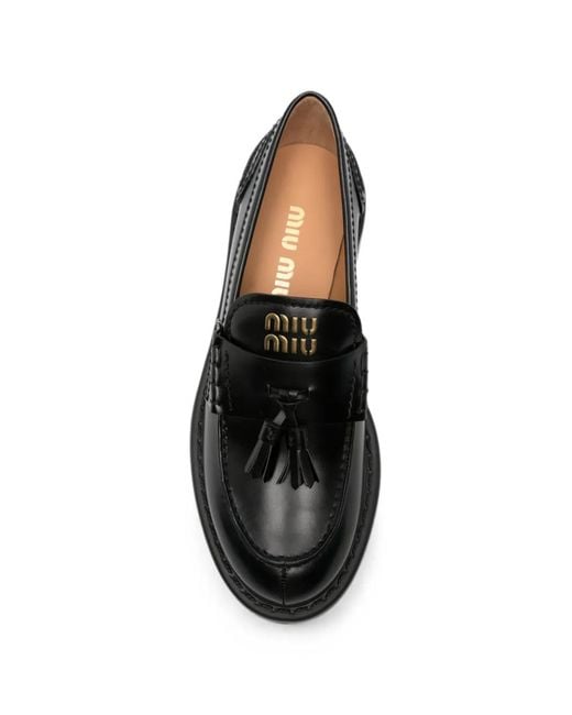 Miu Miu Black Tassel-Detail Loafers