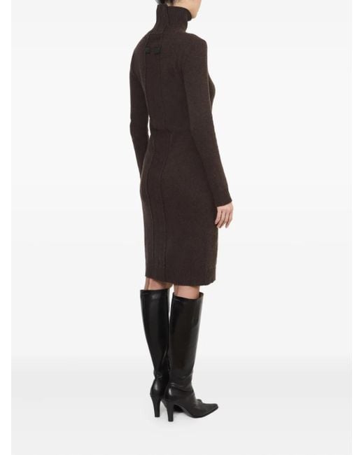 MM6 by Maison Margiela Brown Midikleid Mit Stehkragen