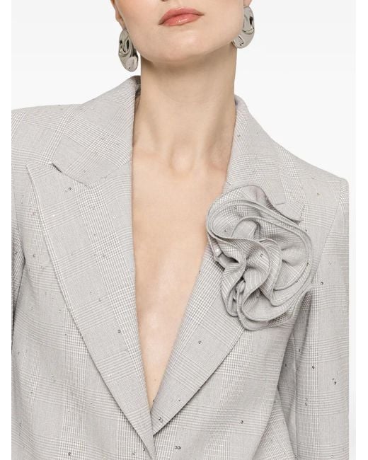 Nissa White Floral Detail Blazer