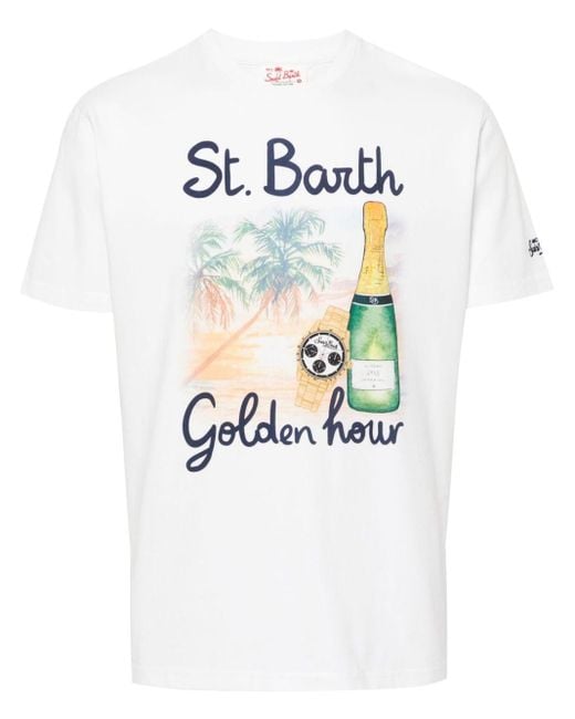 メンズ Mc2 Saint Barth Golden Hour プリント Tシャツ White
