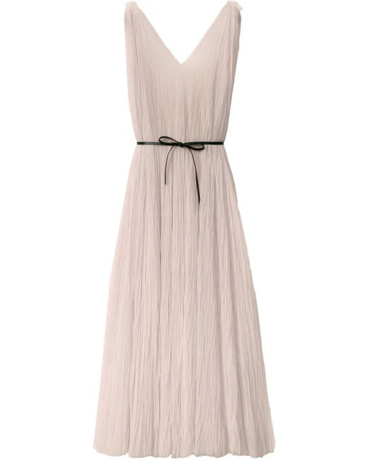 Fabiana Filippi Midi-Jurk Met Striksluiting in het Natural