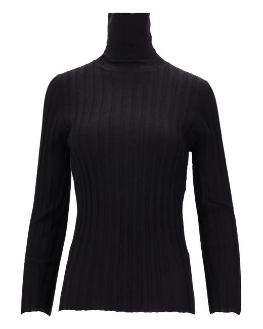 LA ROSE Black High-Neck Ribbed Top