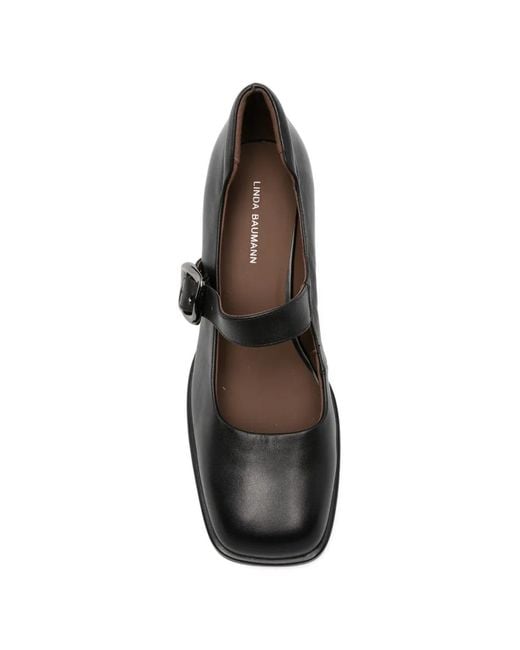 Linda Baumann Black Square-Toe Pumps