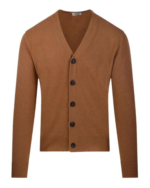 Altea Brown Button V-Neck Cardigan for men