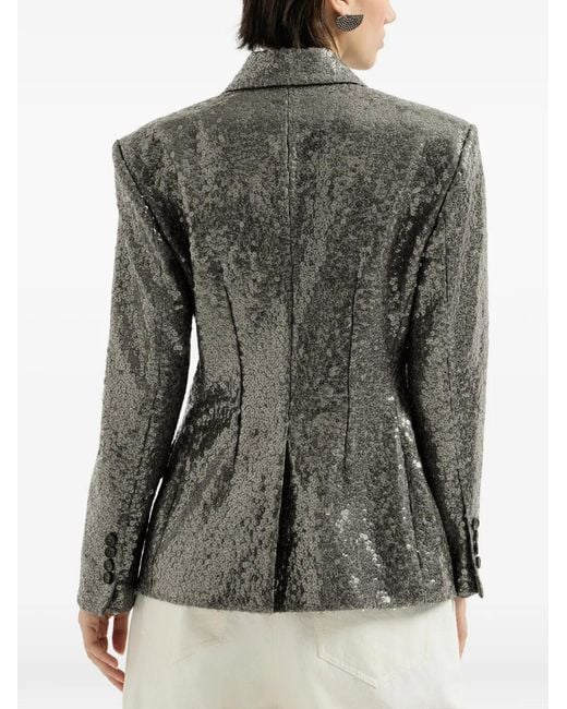 Brunello Cucinelli Gray Dazzling Texture Embroidery Blazer