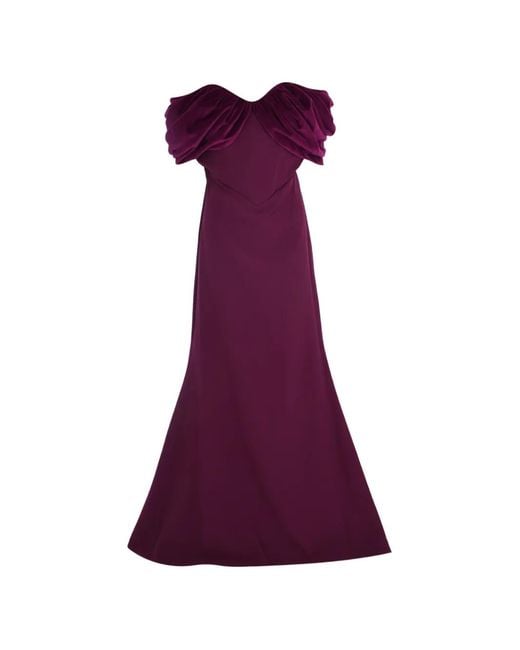 Rhea Costa Purple Ivonna Velvet-Detail Maxi Dress