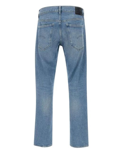 G-Star Blue Logo-Patch Straight Jeans for men