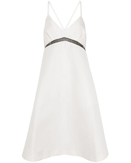 Sacai White V-neck Midi Dress