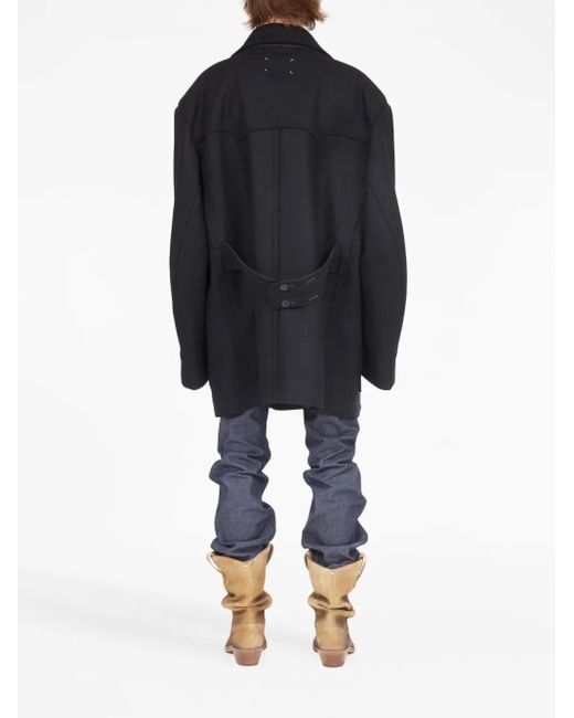 Maison Margiela Black Double-Breasted Wool-Blend Coat for men