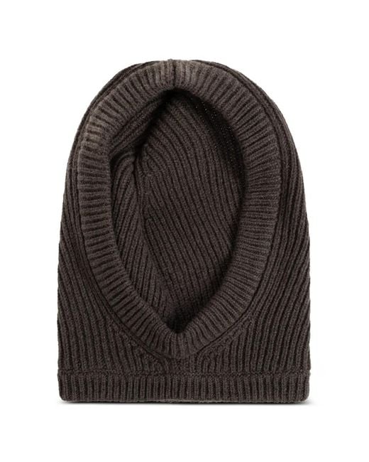 Rick Owens Black Ribbed-Knit Cashmere-Blend Hood for men