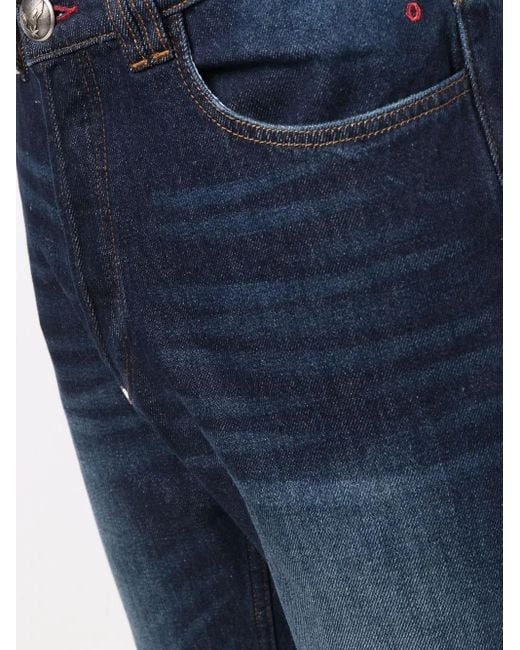 Philipp Plein Blue Carrot Fit Iconic Plein Straight-Leg Jeans for men